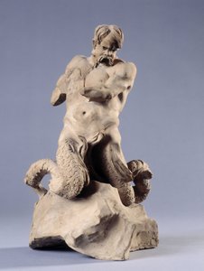 Tritão. Escultura em pedra.