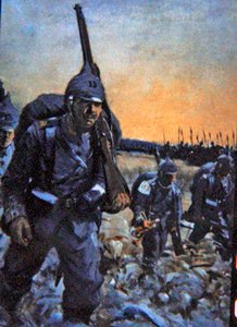 Infantaria alemã de 1914 em uniforme de campo (cor litho)