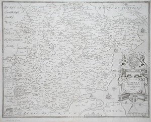 Mapa de Essex, gravado por William Web, publicado em 1645 (gravura) de Christopher (after) Saxton