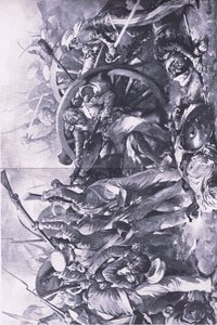 A Batalha de Meanee, 17 de fevereiro de 1843: A luta contra as armas, ilustração das Batalhas Britânicas na Terra e no Mar, 1915 de Christopher Clark