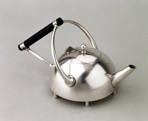 Bule hemisférico em seis pés, fabricado por James Dixon & Son, 1880 (galvaniza com cabo de madeira ebonizado)
