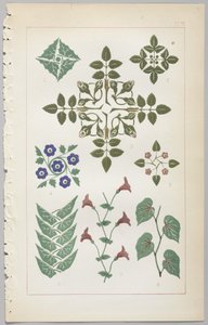 A arte do design decorativo: com um apêndice, dando as horas do dia em que as flores abrem, publicado pela Day & Son, Londres, 1862 de Christopher Dresser