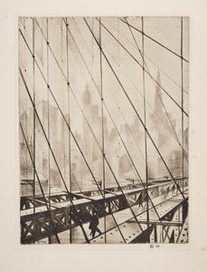 Olhando através da ponte de Brooklyn, pub. 1921. de Christopher Richard Wynne Nevinson
