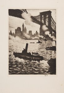 Sob a ponte do Brooklyn, pub 1921. de Christopher Richard Wynne Nevinson