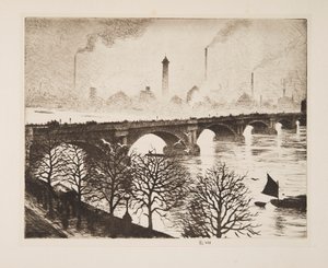 Waterloo Bridge de uma janela de Savoy, pub. 1925. de Christopher Richard Wynne Nevinson