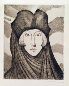 Edith Sitwell (1887-1964) 1927 (gravura e ponto de secagem) de Christopher Richard Wynne Nevinson