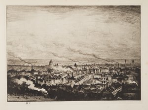 Londres vista da Colina do Parlamento, pub.1923 (gravura) de Christopher Richard Wynne Nevinson
