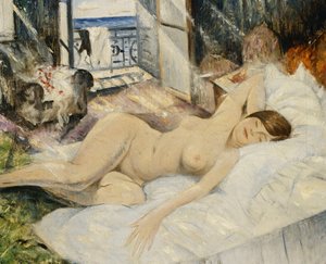 Nu em uma cama, sul da França,