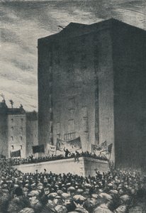 A greve ferroviária - Reunião em Tower Hill, 1919, 1920 de Christopher Richard Wynne Nevinson