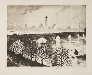 Waterloo Bridge from a Savoy Window, pub.1925 (gravura) de Christopher Richard Wynne Nevinson