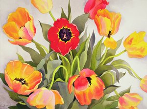 Tulipas laranja e vermelhas (wc) de Christopher Ryland