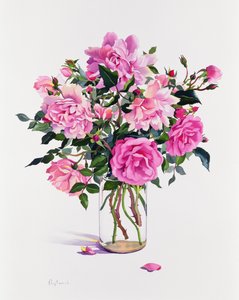 Rosas em uma jarra de vidro (wc no papel) de Christopher Ryland