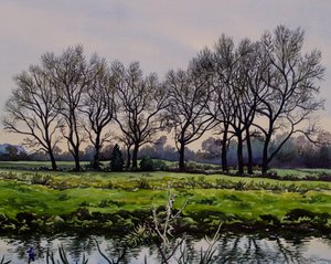 Winter Trees (aguarela sobre papel) de Christopher Ryland