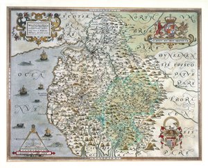 Um mapa de Westmorland e Cumberland, 1576