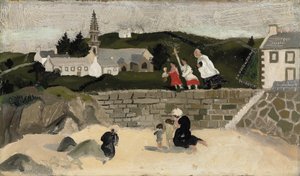 O Sacramento, Ploaré, Bretanha (óleo a bordo) de Christopher Wood