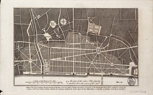 Planta da cidade de Londres após o grande incêndio de 1666 (impressão)