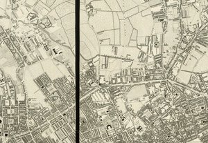 Pormenor da área em redor de Pentonville, do Mapa de Londres, a partir de um levantamento real efectuado em 1824 de Christopher and John (fl.1821 40) Greenwood