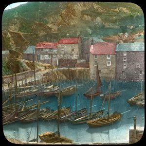 Barcos de pesca no porto, Polperro, Cornualha, final do século XIX ou início do século XX