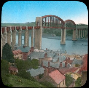 Royal Albert Bridge, Saltash, Cornualha, final do século XIX ou início do século XX
