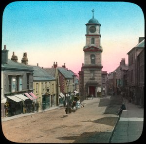 Câmara Municipal e Market Street, Penryn, Cornualha, final do século XIX ou início do século XX