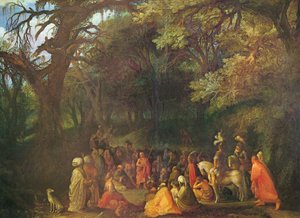 Alemão: Die Predigt Johannes des Täufers Pregação de João Batista de Circle of Adam Elsheimer