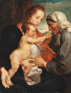 A Virgem e o Menino com Santa Ana de Circle of Anthony van Dyck