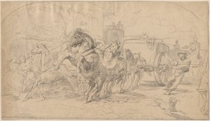A carruagem em fuga de Circle of Eugène Delacroix