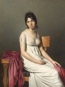 Retrato de uma jovem mulher de Circle of Jacques Louis David