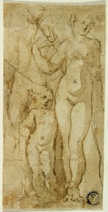 Vénus e Cupido de Circle of Parmigianino