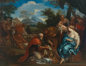 Labão procura as imagens dos deuses, escondidas por Rahel, década de 1670.