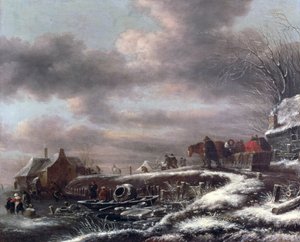 Paisagem de inverno (óleo sobre tela) de Claes (1630-76) Molenaer