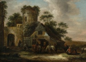 Números Fora de uma Pousada junto às Muralhas da Cidade no Verão de Claes (1630 76) Molenaer