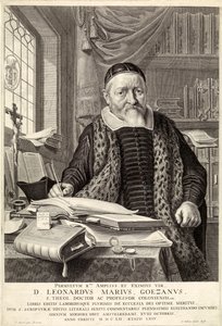 D. Leonardus Marius Goezanus, pub. gravura de 1654. de Claes Corneliszoon Moeyaert