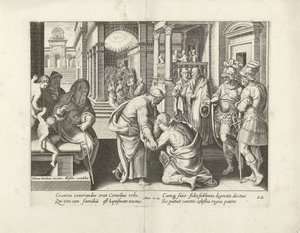 Cornelius ajoelha-se perante Pedro
Actos dos Apóstolos (título da série)
Acta Apostolorum (título da série) de Claes Jansz. Visscher (II) (attributed to workshop of)