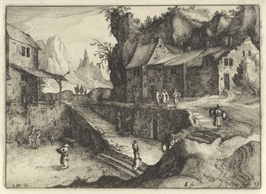 aldeia de montanha com casas e degraus
Paisagens holandesas (título da série)
Amaeniores Aliquot Regiunculae (título da série sobre o objecto)