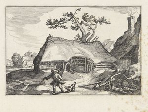 Cão a ladrar numa quinta
Paisagens com explorações agrícolas (título da série) de Claes Jansz. Visscher (II)