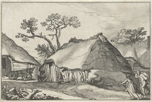 Casa de campo e uma carroça num pátio
Paisagens com quintas (título da série) de Claes Jansz. Visscher (II)