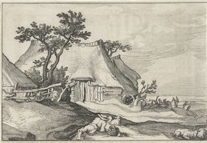 Fazenda e pastor com ovelhas e cabras
Paisagens com quintas (título da série) de Claes Jansz. Visscher (II)