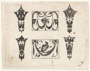 Impressão em preto com dois painéis horizontais e quatro biséis, ca. 1620