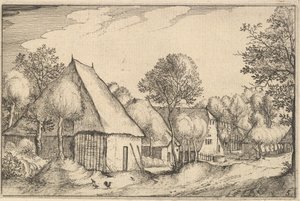Farmyard, placa 5 das cidades de Regiunculae e vários Ducados de Brabant, ca. 1610 de Claes Jansz Visscher