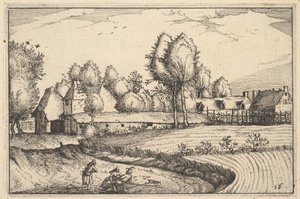Estrada de campo ao longo da placa 16 das cidades de Regiunculae e vários Ducados de Brabante, ca. 1610 de Claes Jansz Visscher