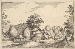 Village Road, placa 12 das cidades de Regiunculae e vários Ducados de Brabant, ca. 1610 de Claes Jansz Visscher