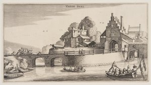 Entrada de uma cidade, de Paisagens (Playsante Lantschappen) de Claes Jansz. Visscher II