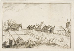 Campos e uma estrada, chapa 24 depois de Quadros de quintas, casas de campo e aldeias rústicas (Praediorum villarum et rusticarum casularum icones) de Claes Jansz. Visscher II