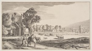 Estradas ao longo de um pasto, de Paisagens (Playsante Lantschappen) de Claes Jansz. Visscher II