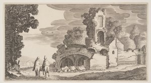 Ruínas ao longo de uma estrada, de Paisagens (Playsante Lantschappen)
