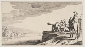 Torre de vigia sobre um rio, de Paisagens (Playsante Lantschappen) de Claes Jansz. Visscher II