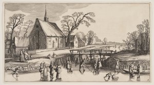 Paisagem de inverno, de Paisagens (Playsante Lantschappen) de Claes Jansz. Visscher II