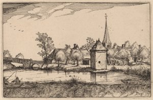 Lagoa e uma vila de Claes Jansz Visscher after Johannes van Doetechum, the Elder after Lucas