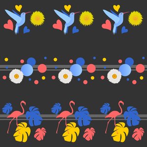 Pássaros, Flores, Pontos e Listras